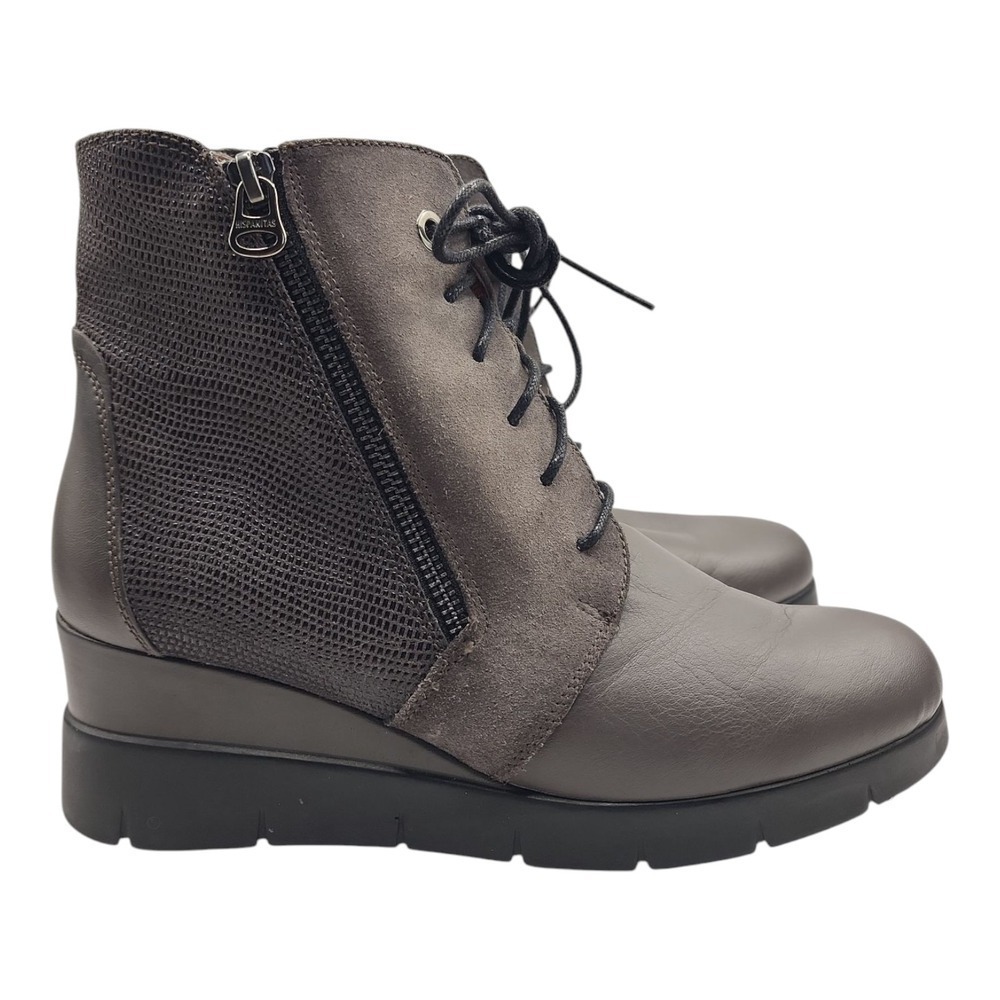 European Comfort Leather Booties Hispanitas Spain Lace Up Ankle Boots 38 (7.5-8) - Picture 8 of 14